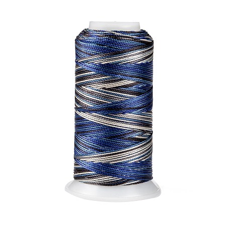 Honeyhandy Segment Dyed Round Polyester Sewing Thread, for Hand & Machine Sewing, Tassel Embroidery, Dark Blue, 12-Ply, 0.8mm, about 300m/roll
