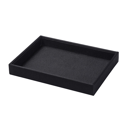 Honeyhandy Wood Bracelet Displays, Cover with Cloth, Rectangle, Black, 24x17x3cm