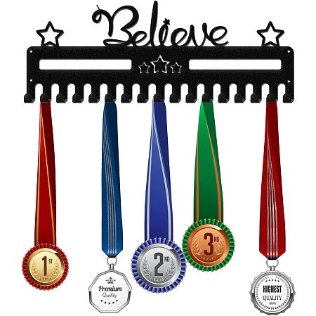 GLOBLELAND Believe Medal Holder Display Hanger Rack Frame for Sport Race Metal Medal Hanger for Gymnastics Soccer Basketball Competition,15.75x6Inches