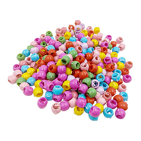 Honeyhandy Mini Hair Bangs Rainbow Beads Clip, Small Plastic Hair Claws for Girls, Mixed Color, 11.5x8.5x10.5mm
