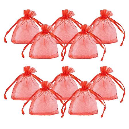 ARRICRAFT About 100pcs Organza Gift Bags Drawstring Pouches for Wedding Party Christmas Warp Favor Gift Bags Red 2.8x3.5''