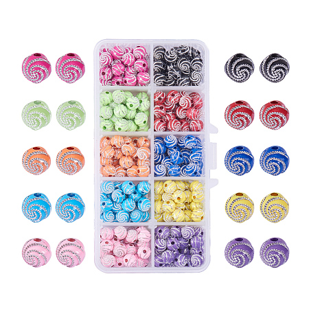 PandaHall Elite 1 Box (about 300 pcs) 10 Color 8mm Screw Shiny Acrylic Round Ball Spacer Loose Beads for Jewelry Making