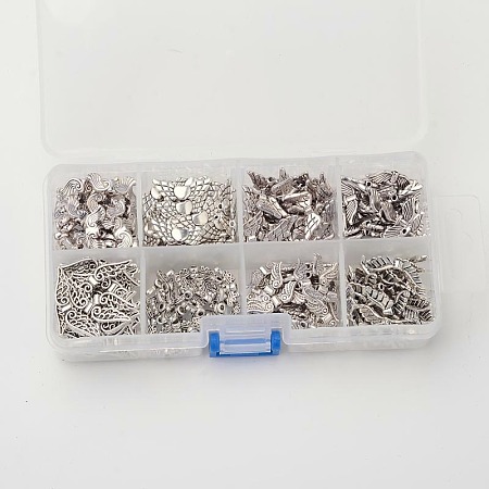 ARRICRAFT 1 BOX 240 PCS 8 Style Antique Silver Alloy Wing Charm Beads Spacers Jewelry Findings Accessories for Bracelet Necklace Jewelry Making