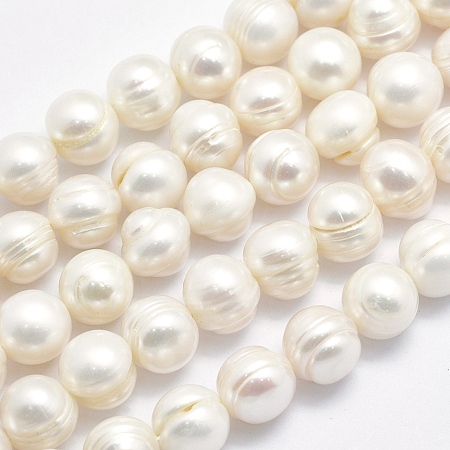 Honeyhandy Natural Cultured Freshwater Pearl Beads Strands, Potato, Beige, 10~11x9~10mm, Hole: 0.8mm, about 37pcs/strand, 13.8 inch(35cm)