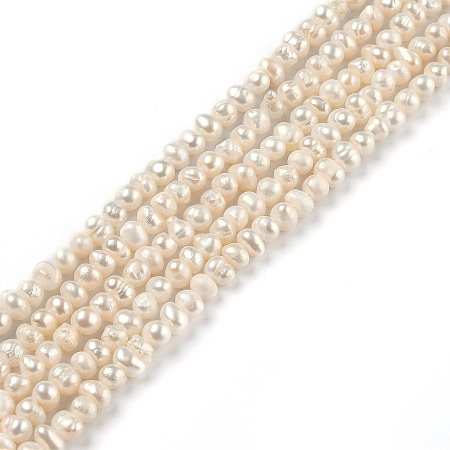 Honeyhandy Grade AA Natural Cultured Freshwater Pearl Beads Strands, Potato, Bisque, 3.5~4.5x4.5~6.5mm, Hole: 0.5mm, about 86pcs/strand, 13.78 inch(35cm)