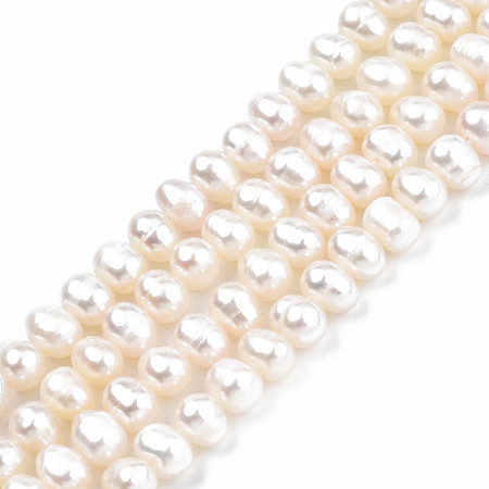 Natural Cultured Freshwater Pearl Beads Strands, Potato, Seashell Color, 3.5~5x4.5~6x4~5mm, Hole: 0.7mm, about 81~88pcs/strand, 13.70 inch~13.98 inch(34.8cm~35.5cm)