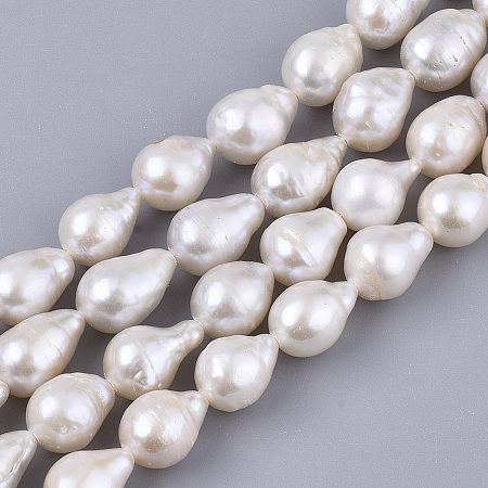 ARRICRAFT Natural Baroque Pearl Keshi Pearl Beads Strands, Cultured Freshwater Pearl, Teardrop, Seashell Color, 10~11x8~9mm, Hole: 0.6mm, about 36~40pcs/Strand, 15.75 inches(40cm)