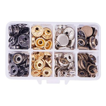 PandaHall Elite 40 Sets 4 Colors Brass Snap Fasteners Metal Sewing Rivet Buttons for Leather Craft Coat Down Jacket Repairs Decoration