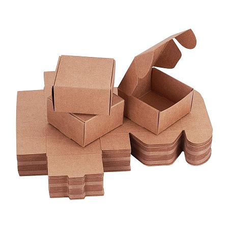 PandaHall Elite 60pcs Cube Gift Wrapping Kraft Paper Box Handmade Paper Accessories Soap Box for Earring Small Jewelry Crafting