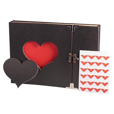 PandaHall Elite 10” 60 Pages Heart DIY Scrapbook Album Loose-Leaf Photo Album with 48pcs Self Adhesive Photos Corners for Wedding, Valentine's Day, Birthday Anniversary Family Memory Keep