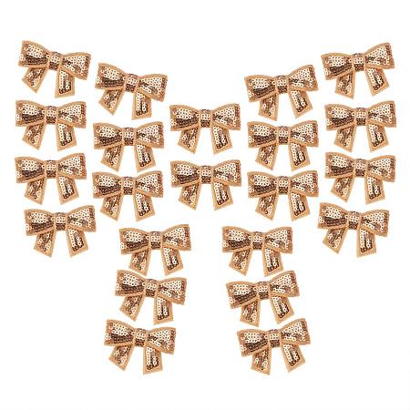 PandaHall Elite 50 pcs Mini Gold Ribbon Bows, Cloth Sequin Ribbon Bowknots for Hair Decoration Gift Wrapping