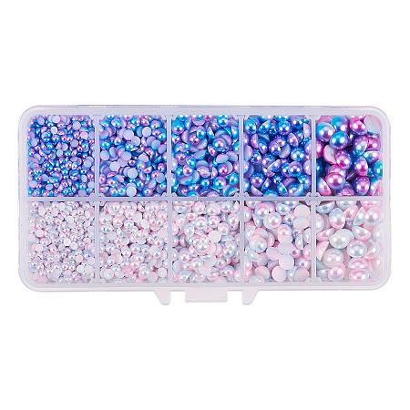 PandaHall Elite About 3000pcs Pink & Blue Acrylic Imitation Pearl Flat Back Cabochon Dome for Craft DIY Phone Nail Making(3mm, 4mm, 5mm, 6mm, 8mm)