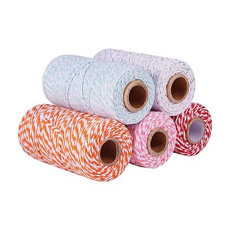 PandaHall Elite 5 Colors 2mm Cotton Macrame Cord Twine Craft Rope Yarn String for Gift Wrapping, Arts Crafts, DIY Plant Hanger Wall Hanging Decoration (100yards/ Roll, About 500 Yards Totally)