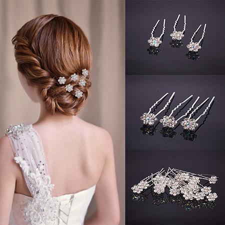 NBEADS 60 Pcs Bridal Hair Forks Flower Crystal Rhinestone Hair Pins Hair Clips for Decorative Wedding Women Hair Jewelry Accessories