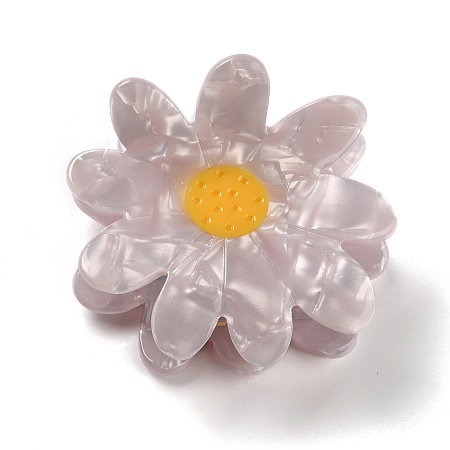 Honeyhandy Cellulose Acetate(Resin) Claw Hair Clips, with Golden Iron Findings, Daisy, Rosy Brown, 45x50x33mm