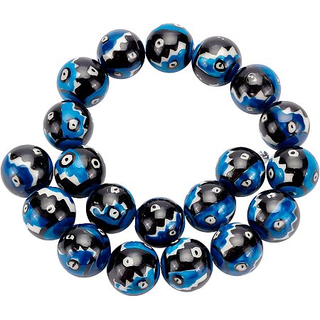 BENECREAT 1 Strand Black Round Porcelain Ceramic Beads Strands Famille Ceramic Beads Handmade Spacer Beads for Jewelry Making, about 20pcs/Strand