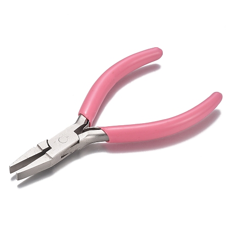 Honeyhandy 45# Carbon Steel Jewelry Pliers, Flat Nose Pliers, Ferronickel, Pink, 12.6x7x0.7cm