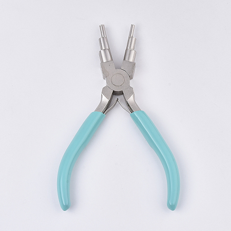 ARRICRAFT 6-in-1 Bail Making Pliers, 45# Carbon Steel 6-Step Multi-Size Wire Looping Forming Pliers, Ferronickel, for Loops and Jump Rings, Turquoise, Loop Size: 3mm/4mm/6mm/7mm/8.5mm/9.5mm, 150x95x12mm