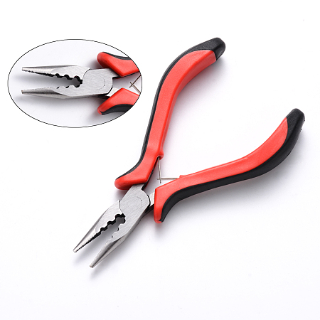 ARRICRAFT 45# Carbon Steel Jewelry Tools Crimper Pliers for 2/2.5/3mm Crimp Beads, Red, 130x55x17mm
