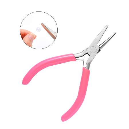 ARRICRAFT 45# Carbon Steel Jewelry Pliers, Round Nose Pliers and Flat Nose Pliers, Platinum, Pink, 11.9x7.2x0.9cm