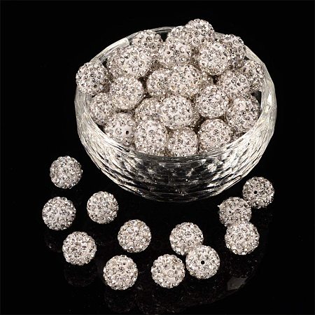 Pandahall Elite 100pcs 10mm Crystal Rhinestone Clay Beads Clay Pave Disco Ball Shamballa Clay Beads for Jewelry Making