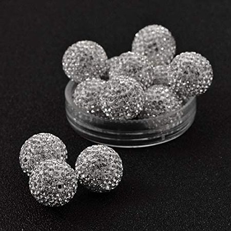 Pandahall Elite 50pcs 14mm Crystal Rhinestone Clay Beads Clay Pave Disco Ball Shamballa Clay Beads for Jewelry Making