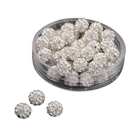 ARRICRAFT 50 Pcs 6mm Disco Ball Clay Beads Pave Rhinestones Spacer Round Beads fit Shamballa Bracelet and Necklace Crystal