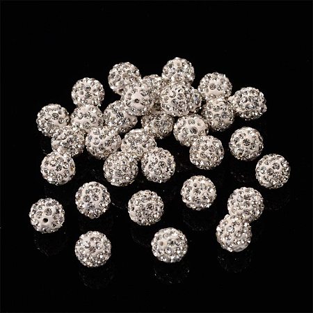 Pandahall Elite About 50 Pcs 8mm Clay Pave Disco Ball Czech Crystal Rhinestone Shamballa Beads Charm Round Spacer Bead for Jewelry Making Crystal