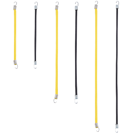 AHANDMAKER 6Pcs 3 Size Rubber Cord, with Iron Finding, Binding Cord, Yellow & Black, Mixed Color, 110x3mm