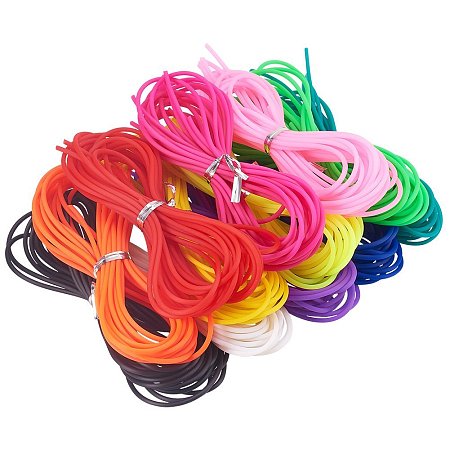 NBEADS 60 Strands of 65.6 Yards String 2mm Thickness PVC Tubular Rubber Cord Solid Rope Jewelry Cords Beading Threads, Mixed Color