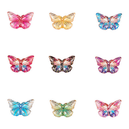 Resin Pendants, Butterfly, Mixed Color, 15x23x3mm, Hole: 1mm, 45pcs/set