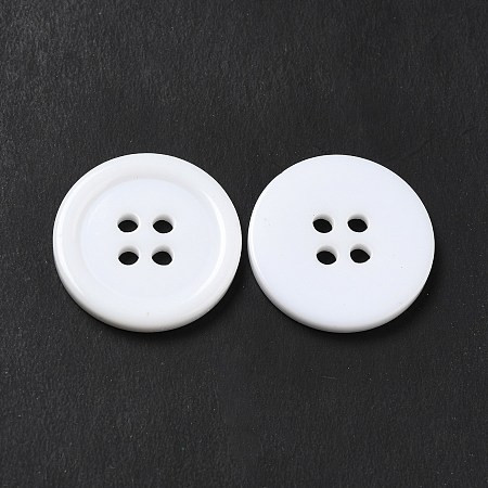 Honeyhandy Resin Buttons, Dyed, Flat Round, White, 20x3mm, Hole: 2mm, 195pcs/bag