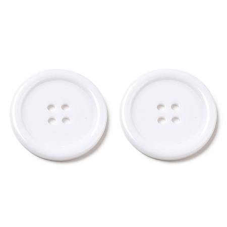Honeyhandy Resin Buttons, Dyed, Flat Round, White, 34x4mm, Hole: 3mm, 98pcs/bag