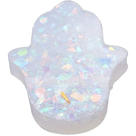 Pandahall Elite 30pcs Resin Spacer Beads Hamsa Hand Beads with Hole GhostWhite Dyed Palm Loose Bead for Bracelet Necklace Jewelry Making 14x12x3mm, Hole 1mm