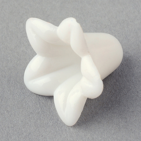 Honeyhandy Opaque Acrylic Beads, Trumpet Flower Beads, Flower, White, 17x17x12mm, Hole: 1.5mm, about 775pcs/500g
