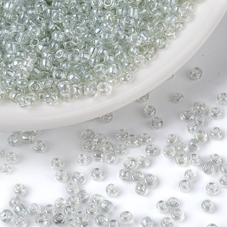 Honeyhandy Glass Seed Beads, Trans. Colours Lustered, Round, Clear, 2mm, Hole: 1mm, 30000pcs/pound