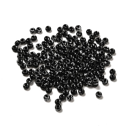 Honeyhandy 6/0 Opaque Glass Seed Beads, Round Hole, Rondelle, Black, 4~4.5x3~4mm, Hole: 0.8~1.5mm