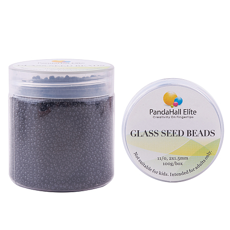 PandaHall Elite 11/0 Glass Seed Beads Black Opaque Colors Diameter 2mm Loose Beads in A Box for DIY Craft, about 100g/box