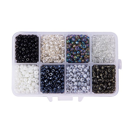 PandaHall Elite 6/0 Round Glass Seed Beads Diameter 4mm Multicolor Loose Beads for Jewelry Making, about 1900pcs/box