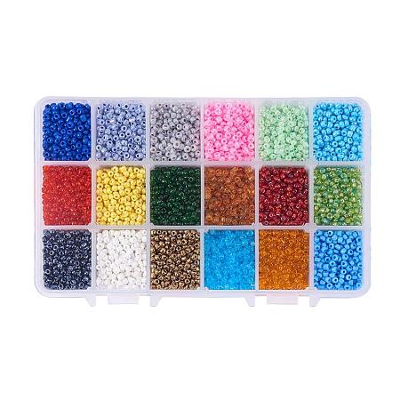 PandaHall Elite 8/0 Round Glass Seed Beads Sets, Mixed Color, 3mm, Hole: 1mm