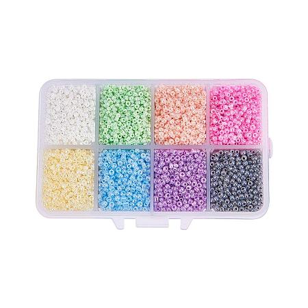 ARRICRAFT 1 Box About 8000pcs 12/0 Mixed Color Glass Seed Beads Diameter 2mm Ceylon Round Loose Spacer Beads