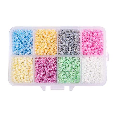 ARRICRAFT 1 Box Mixed Color 8/0 3mm Glass Seed Beads Ceylon Round Loose Spacer Beads