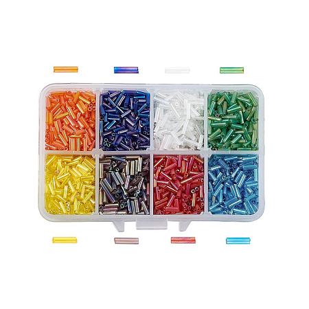 ARRICRAFT 1 Box Mixed Color 6mm Transparent Rainbow Glass Bugle Beads