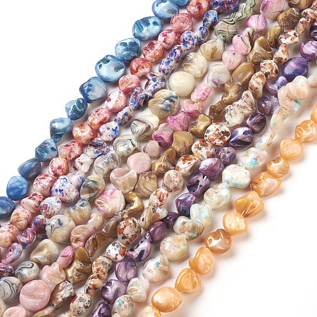 Dyed Natural Shell Beads Strands, teardrop, 13~15x12~14x5~8mm, Hole: 1mm