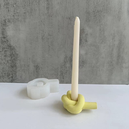 Honeyhandy DIY Knot Shape Candlestick Silicone Molds, Candle Holder Molds, for Resin, Gesso, Cement Craft Making , White, 110x87x37mm