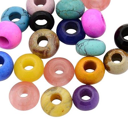 ARRICRAFT 20 Pcs 12mm Mixed Color Rondelle Gemstone European Beads Rondelle Large Hole Beads