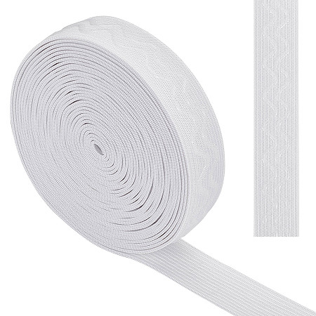 Gorgecraft 10 Yards Non-slip Transparent Silicone Polyester Elastic Band, Waved Soft Rubbers Elastic Belt, DIY Sewing Underwear Accessories, White, 20mm