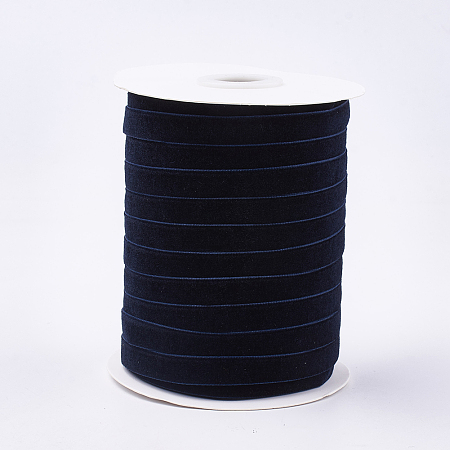 Honeyhandy Single Face Velvet Ribbon, Midnight Blue, 3/8 inch(9.5~10mm), about 50yards/roll(45.72m/roll)
