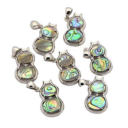 ArriCraft 1pcs Calabash Abalone Shell Pendants with Rhinestone and Platinum Tone Brass Bail Seashell Charms for Jewelry Making and Crafting