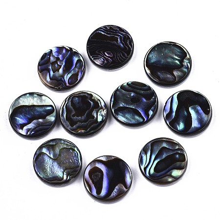 ARRICRAFT Natural Abalone Shell/Paua Shell Cabochons, with Freshwater Shell, Flat Round, Colorful, 12x3mm
